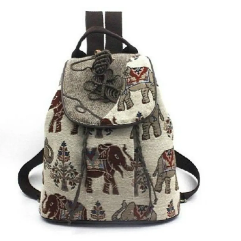 Bohemian cotton and linen school bag travel backpack student school bag woven shoulder bag Canvas Backpack Women Sac A Dos Femme