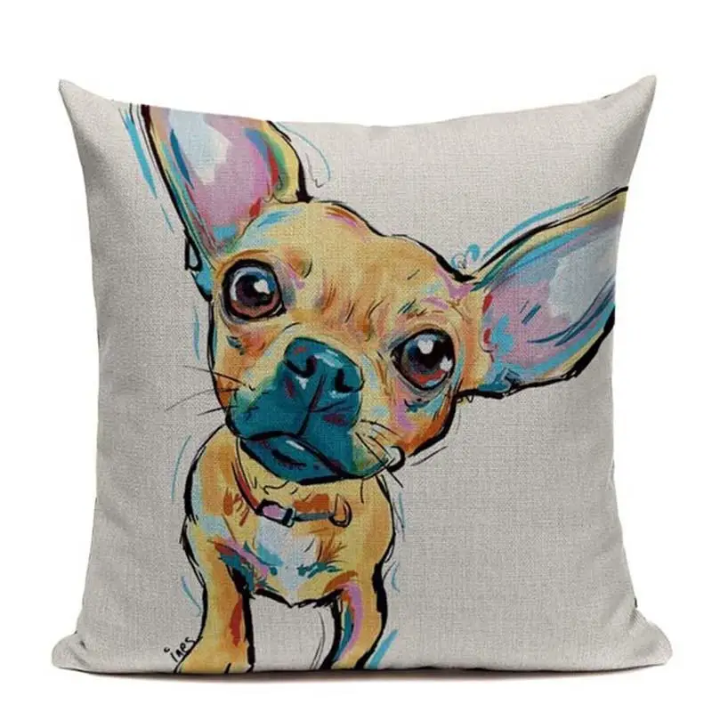 Linen Boston Terrier French Bulldog Gifts Luxury Cushion Animal Pillow Case 45Cmx45Cm Square Chair Custom High Quality Cushions