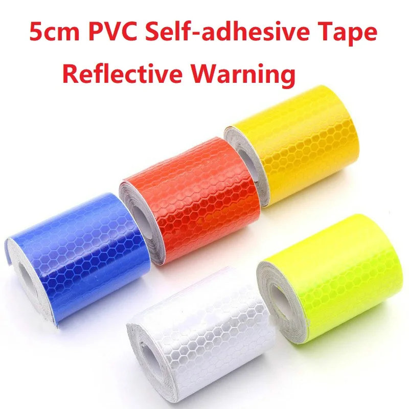 Tira de advertencia de película reflectante, cinta reflectante, marca de seguridad, coche, furgoneta, señal de tráfico, pegatina reflectora de celosía de cristal de PVC, 5cm x 3m