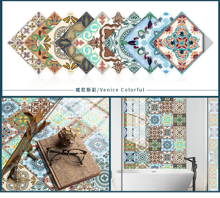 10 stücke Kristall Mandala selbst klebende PVC-Wanda uf kleber schälen und kleben wasserdichte Küche Bad Tapete Wohnzimmer Wand dekoration – Detail 15