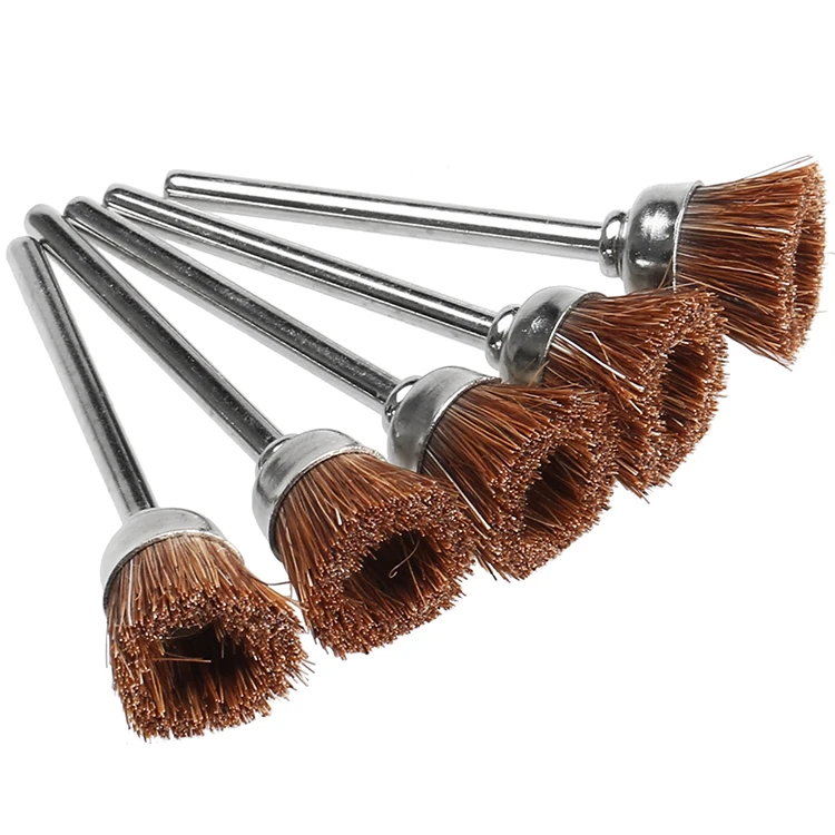 5pcs 15mm Brown Nylon Cup Wheels Brushes Soft Grinding Wheel Brush Metal Buffing Polishing for Mini Drill Abrasive Rotary Tools