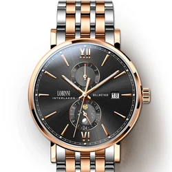 Watch Men Automatic Mechanical Switzerland LOBINNI Men Watches Luxury Brand Sapphire Multi-function Waterproof Man Clock L1022-3