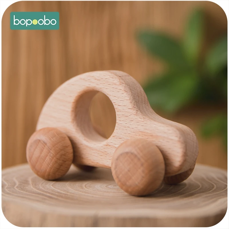 1PC giocattolo per bambini blocchi di legno di faggio Cartoon Car giocattoli educativi Montessori accessori per bambini in legno massaggiagengive in legno giocattoli per bambini regali