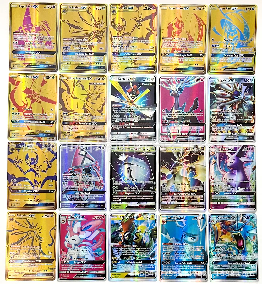 Cartas Pokémon Espanholas Brilhantes para Crianças, TOMY TAKARA, Jogo de Batalha, Tag Team, Trading, Brinquedo, 20 Pcs