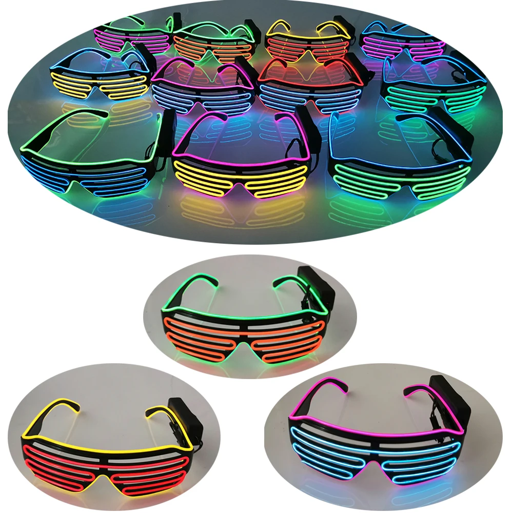 Wireless EL Glasses Neon Party LED Sunglasses Light Up Party Decoration Lights Shutter flashing glasses