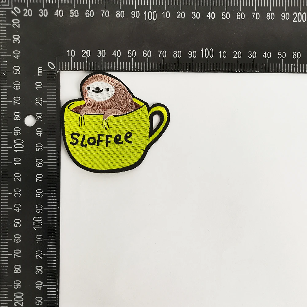 Sloffee Cartoon Embroidered Patches Sloth Animal Badges Iron on for Clothes DIY Cute Appliques High Quality Custom Accessories