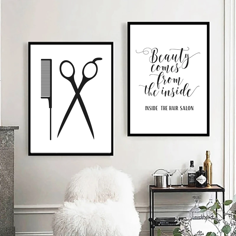 Hair Salon Decoration Hairdressing Scissors Hair Quote Posters and Prints Hairdresser Gift Beauty Salon Wall Art Canvas Painting