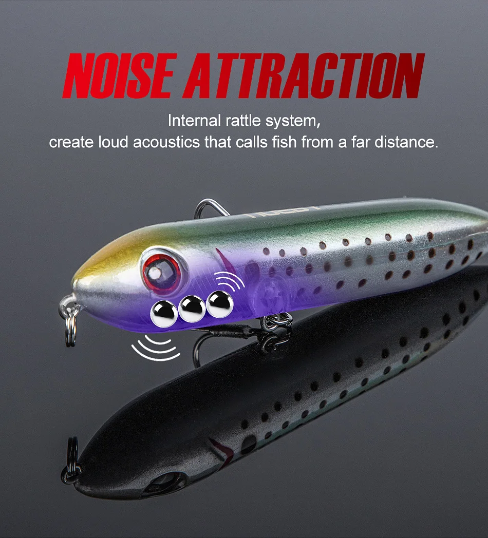 Noeby Topwater Bleistift Angeln Locken 90mm 12,5g Schwimm Stickbait Wobbler Oberfläche Walker Swimbait Harten Köder Bass Fishing Tackle – Detail 5