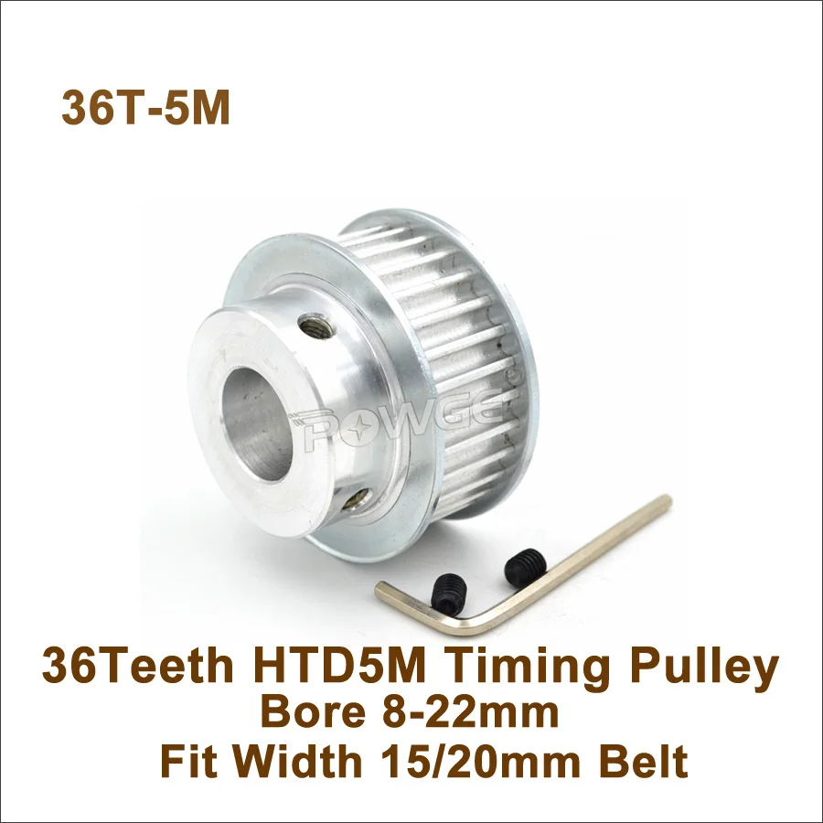 

POWGE 36 Teeth 5M Timing Pulley Bore 8-22mm Fit Width 15/20mm HTD 5M Timing Belt 36T 36Teeth HTD 5M Synchronous Pulley