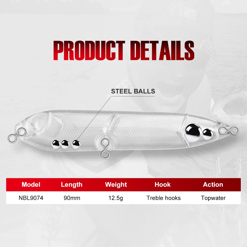 Noeby-Floating Pencil Fishing Lure, Wobblers, Topwater, Artificial Hard Bait for Pike and Bass, Sea Fishing Tackle, 9cm, 12.5g