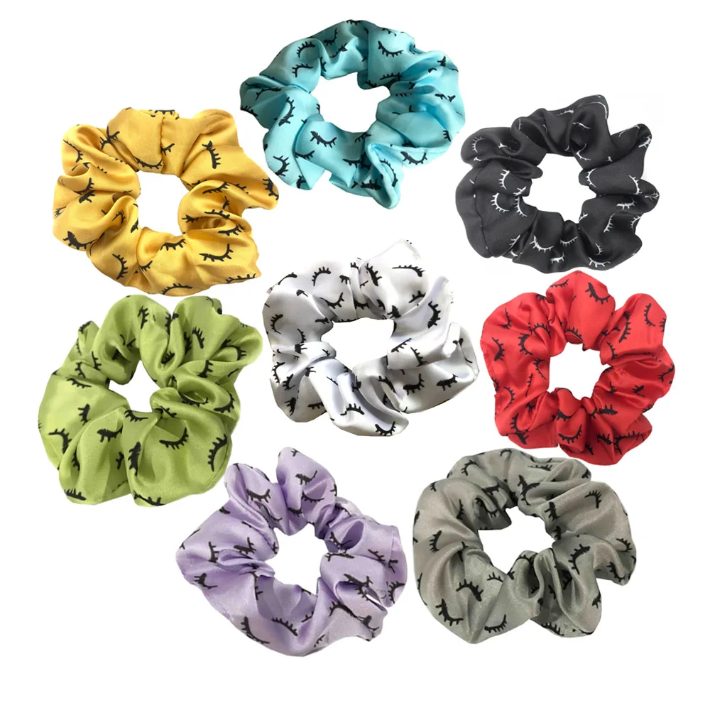 5Pcs 14 Colors Eyelash Hair Scrunchies Wholesale Elastic Band Scrunchy Bun Girls Ponytail Holder Women Headwear Bracelet