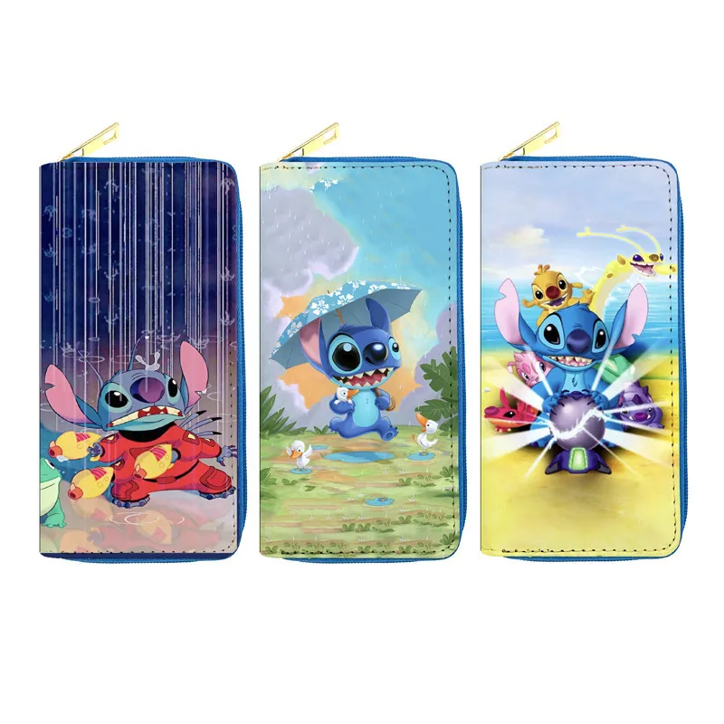 Disney Lilo & Stitch Long Wallets For Women Female Pouch Handbag Coin Purse Card Holders Clutch Anime Stitch PU Leather Purse