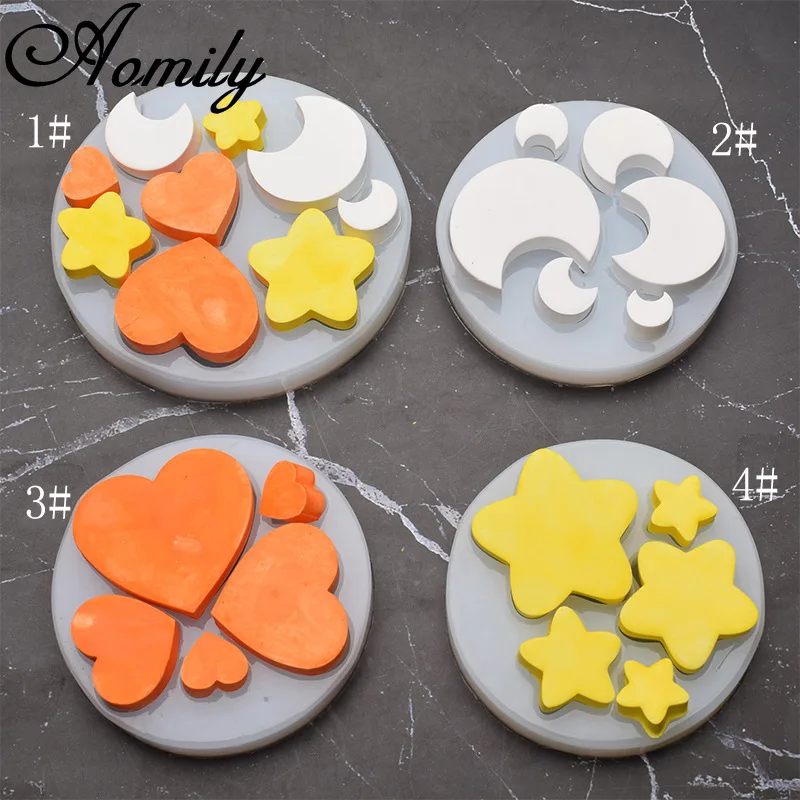 Aomily Multi Star Love Heart Moon Shaped Silicone Chocolate Cookies Cake Mold Silicone Soap Candy Fondant Chocolate Kitchen Tool