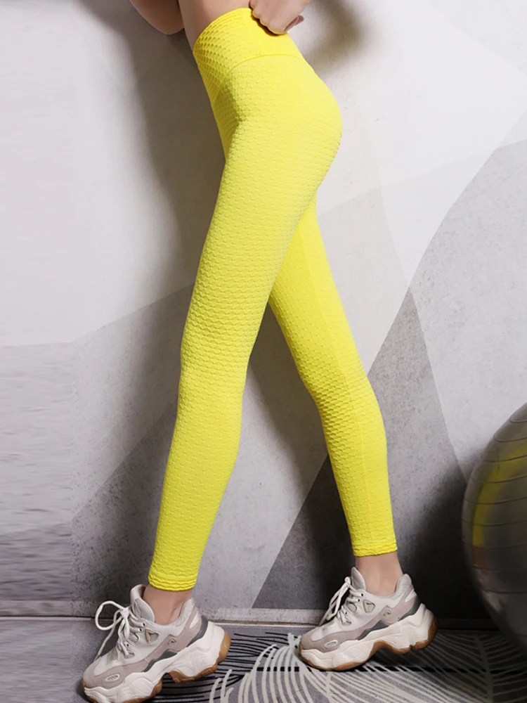 Leggings Sexy pour femmes, vêtements pour filles, bleu, jaune, noir, vert, rouge, pêche, hanche, exercice, Yoga, taille haute, pantalon de sport, Clo