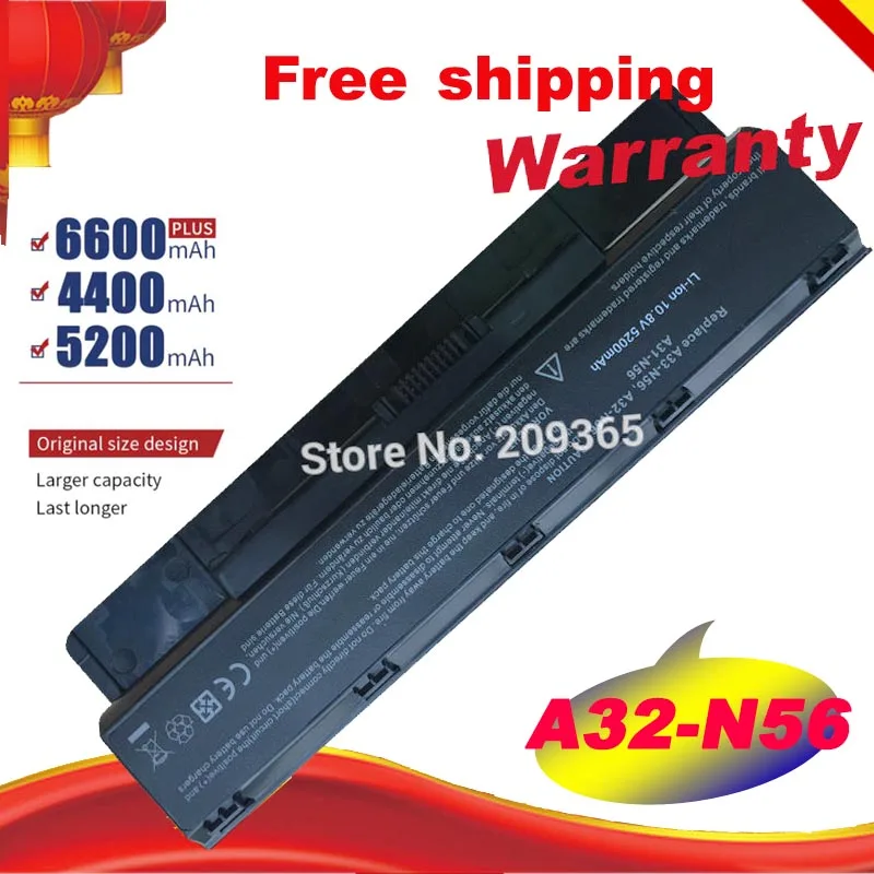 

New 6 CELL Battery for Asus A33-N56 N76 N76V N76VJ N76VM N76VZ Laptop 5200mAh