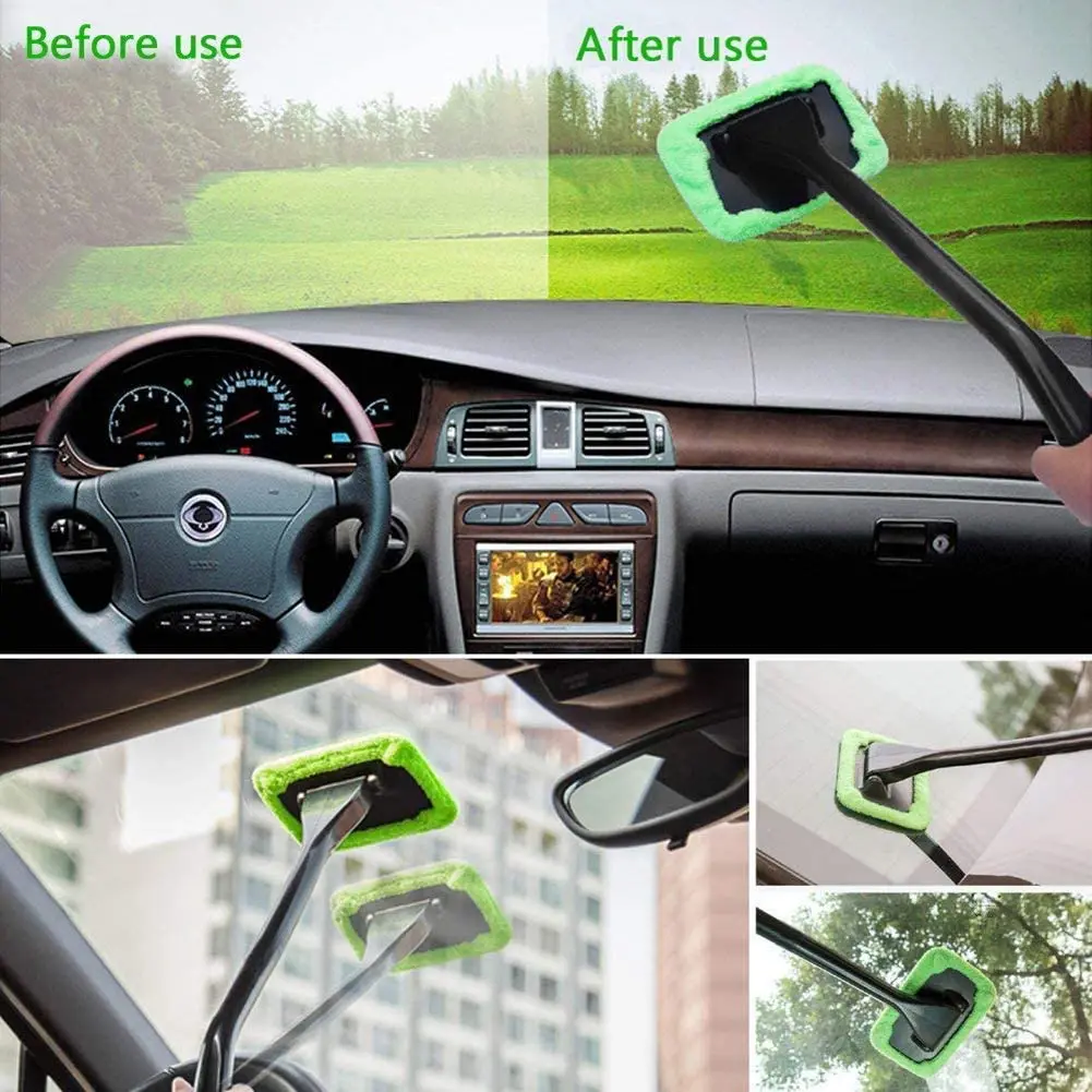 Car Windshield Cleaner Brush Kit Windshield Wiper Cleaning Wash Tool Inside Interior Auto Glass Cleaning Wash Tool Long Handle