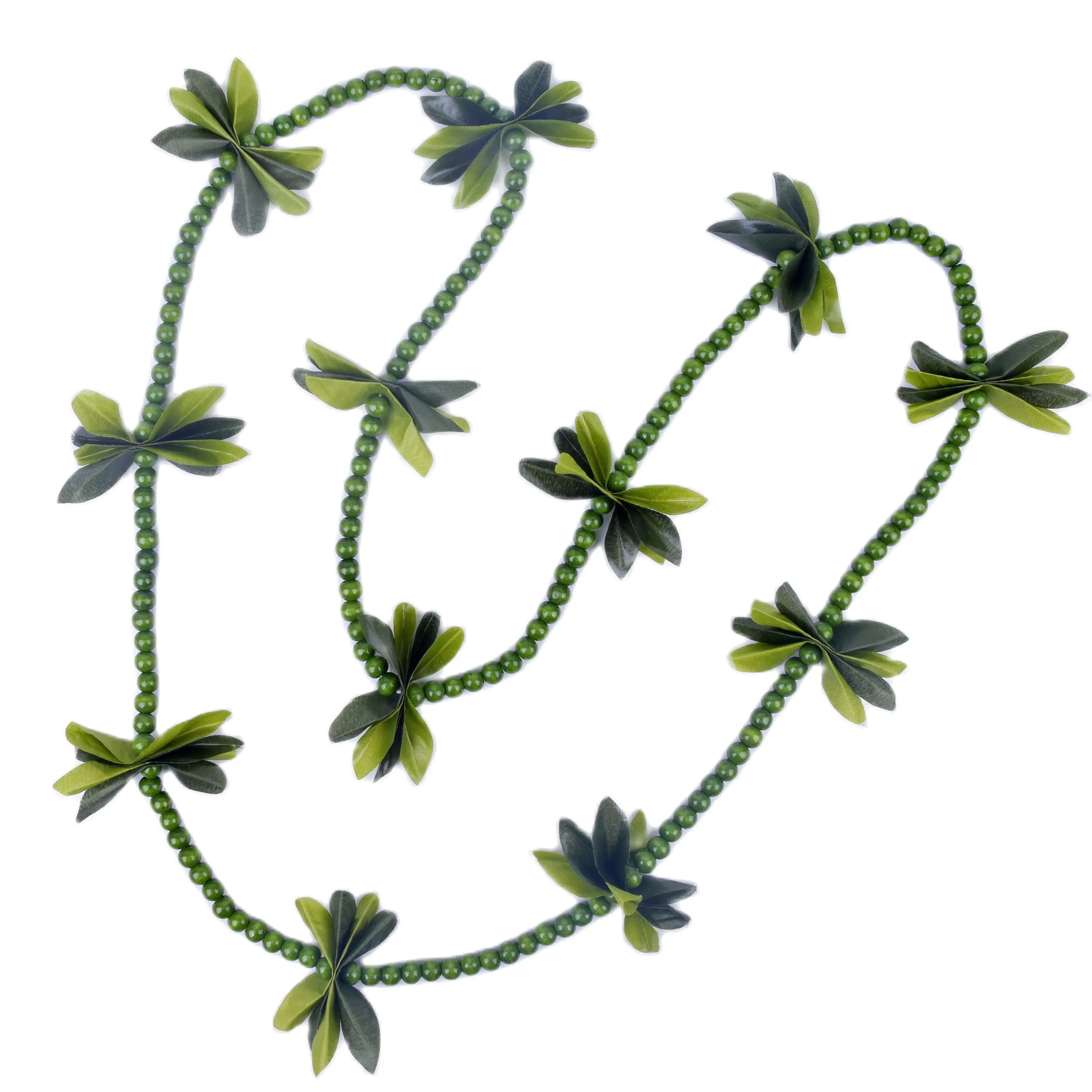 Free Shipping HL0037 50Pcs/lot 150cm Artificial Wood Mokihana Beads Lei W Tileaves Tropical Hawaiian Greenery Necklace Wholesale