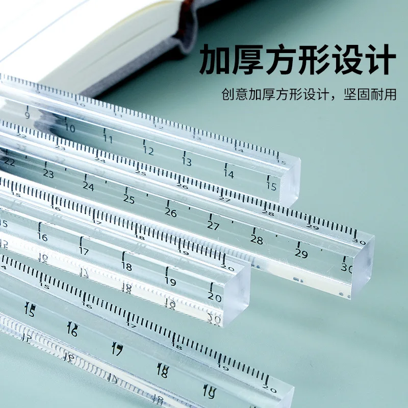 15/20/30/cm Transparent Straight Ruler Students Stationery Simple Square ruler Rulers Acrylic Measuring Tools