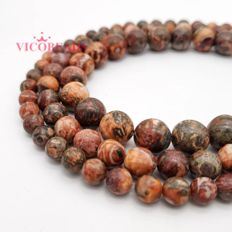 Natural Stone Red Leopard Skin Jaspers Round Loose Beads for Jewelry Making 4 6 8 10 12MM