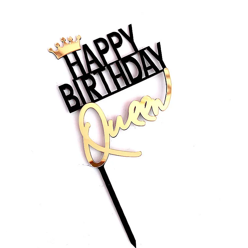 Prince King Acrylic Happy Birthday Cake Topper Gold Princess Queen Cake Topper For Kids Birthday Party Cake Decorating Supplies