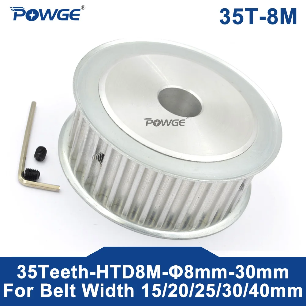 

POWGE Arc HTD 8M 35 Teeth Timing Synchronous Pulley Round Bore 8-28mm for Belt Width 16/20/25mm HTD8M 35-8M AF 35T 35Teeth