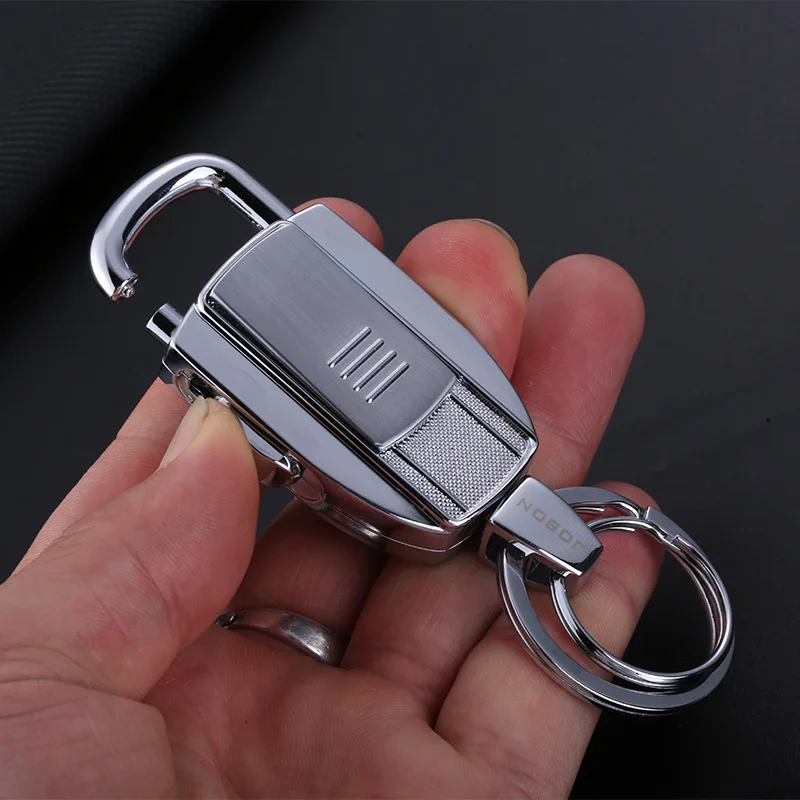 Mini Portable Rechargeable Windproof Ultra-thin Metal Creative Individuality Key Buckle Lighter Keychain USB Electric Lighter