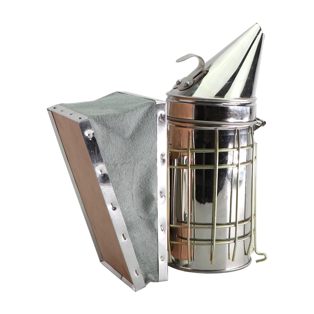 

Beekeeping Smoker Stainless Steel Manual Bee Hive Smoke Transmitter Galvanized Sheet With Heat Shield Apiculture Beekeeper Tool