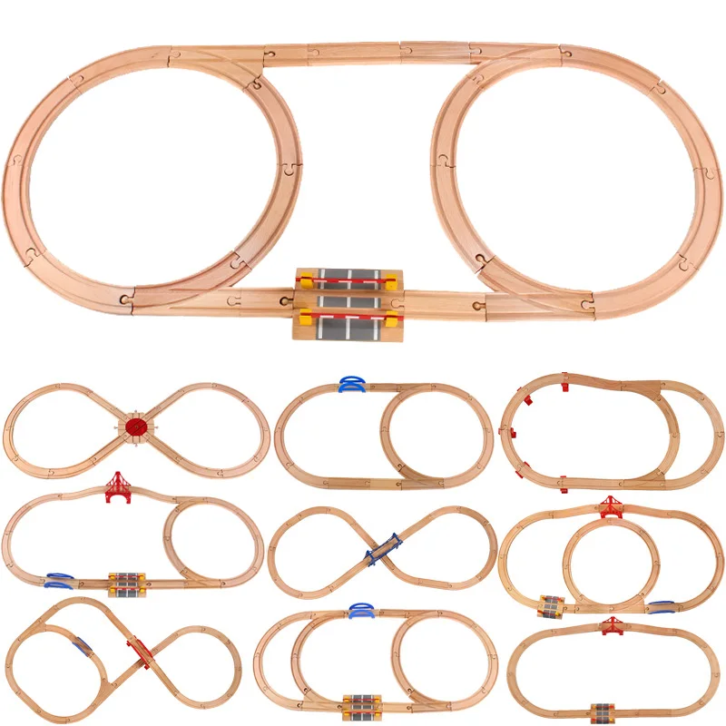 

Wooden Railway Train Track Set Ring Track Circular Orbit Assemble Accessories Fit for Biro Train Toys for Children Gifts