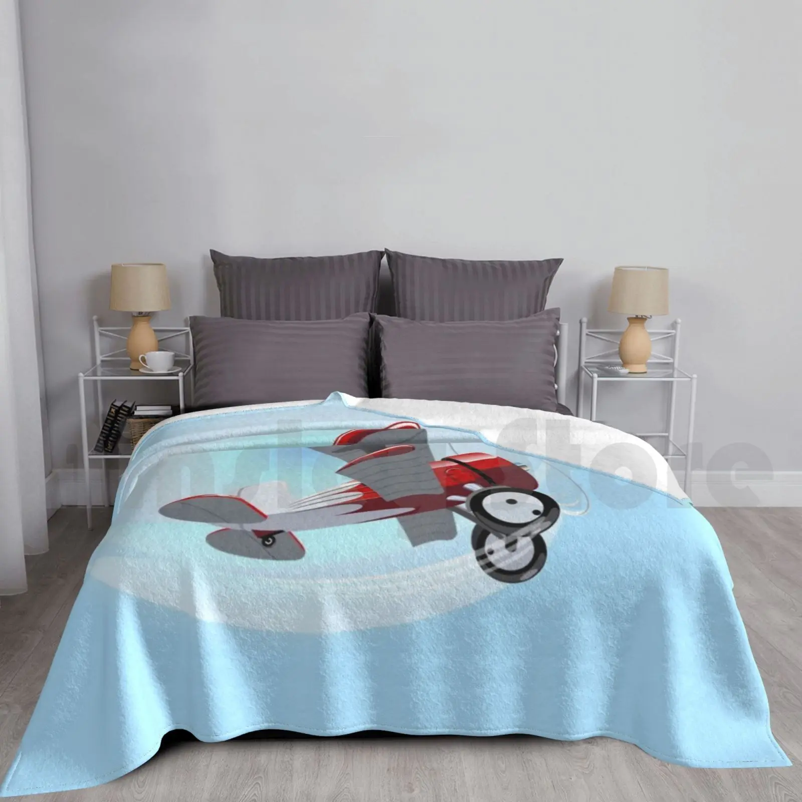 Cartoon Biplane Blanket Fashion Custom Show Transport Character Aerobatics Colorful Isolated Loop Clipart Vehicle