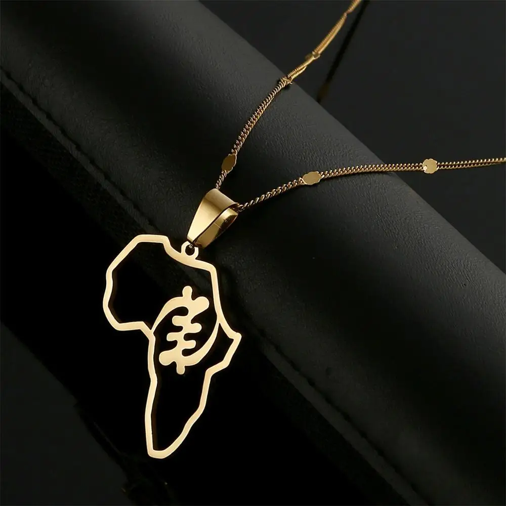 African Map Symbol Pendant Necklaces  Adinkra Gye Nyame Ethnic Jewelry