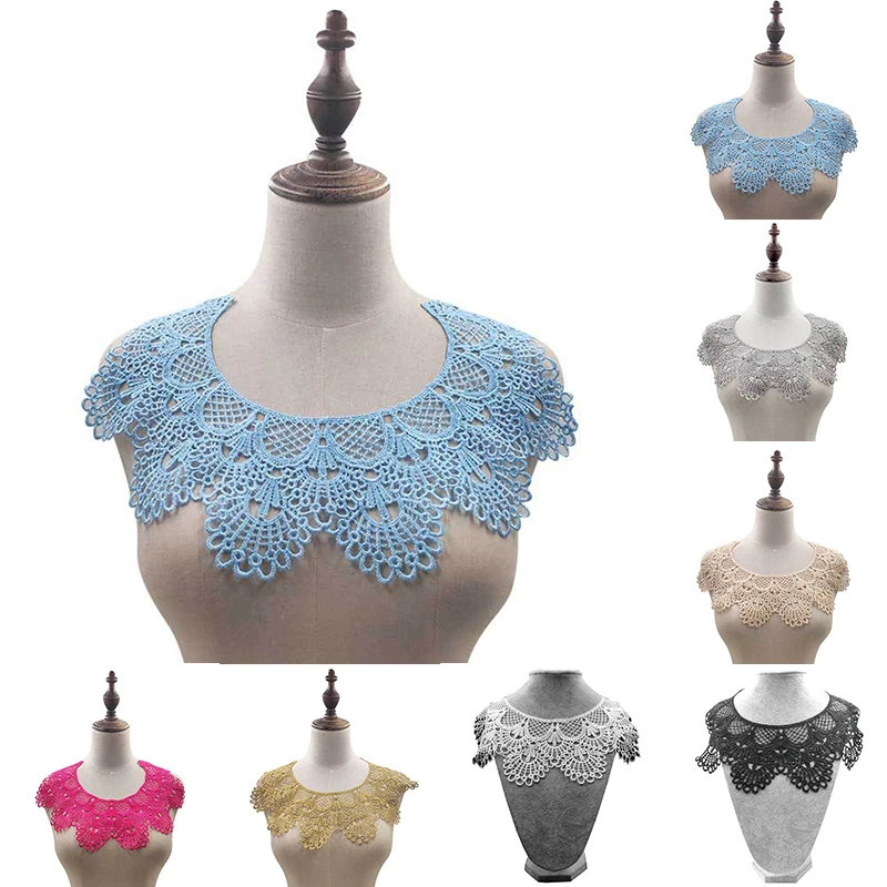 1PCs White Venise  Lace Fabric Dress Applique Lace Neckline Sewing Trims DIY Neckline Lace Collar Sewing Supplies Scrapbooking