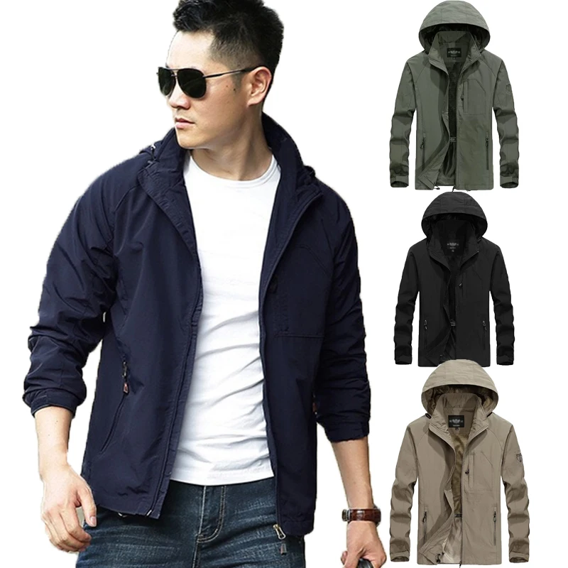 

2021 Fashion Men's Waterproof Jacket Hooded Jacket Men's Outdoor Rock Climbing Windbreaker Windproof Spring And Autumn Tops M-5x