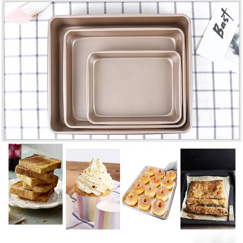 Kapmore 1pc Cake Baking Pan Non-Stick Creative Square Bread Baking Pan Heat-Resistant Cookies Baking Tray DIY Baking Tools