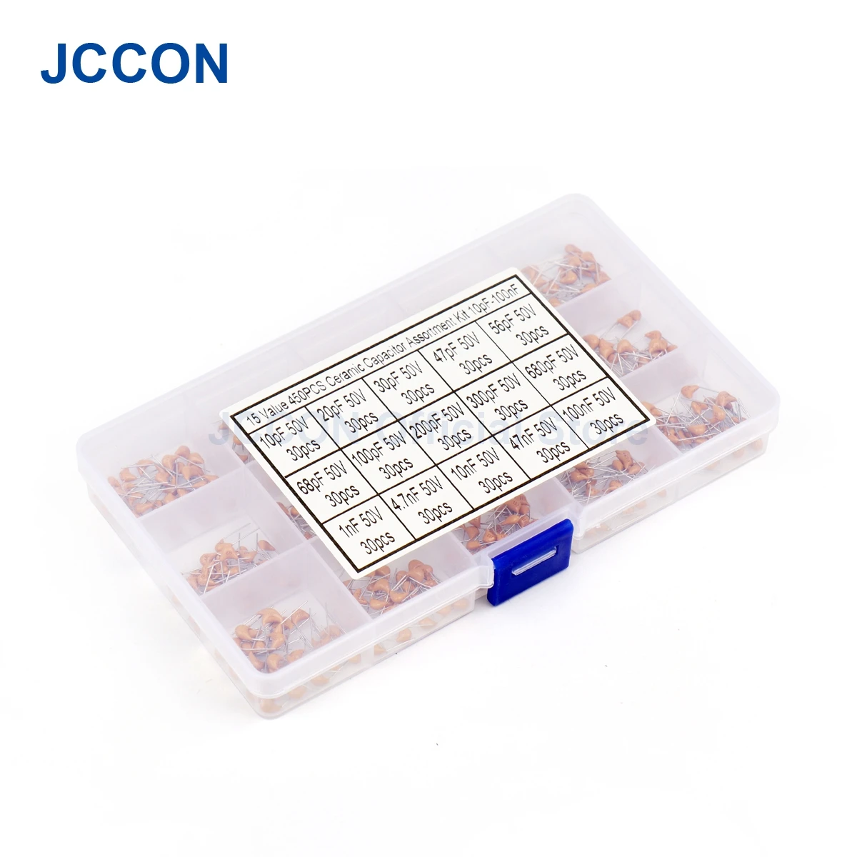 450Pcs Ceramic Capacitor Assorted Kit Multilayer Ceramic Capacitors 50V 10pF-100NF 15Values x 30Pcs=450Pcs