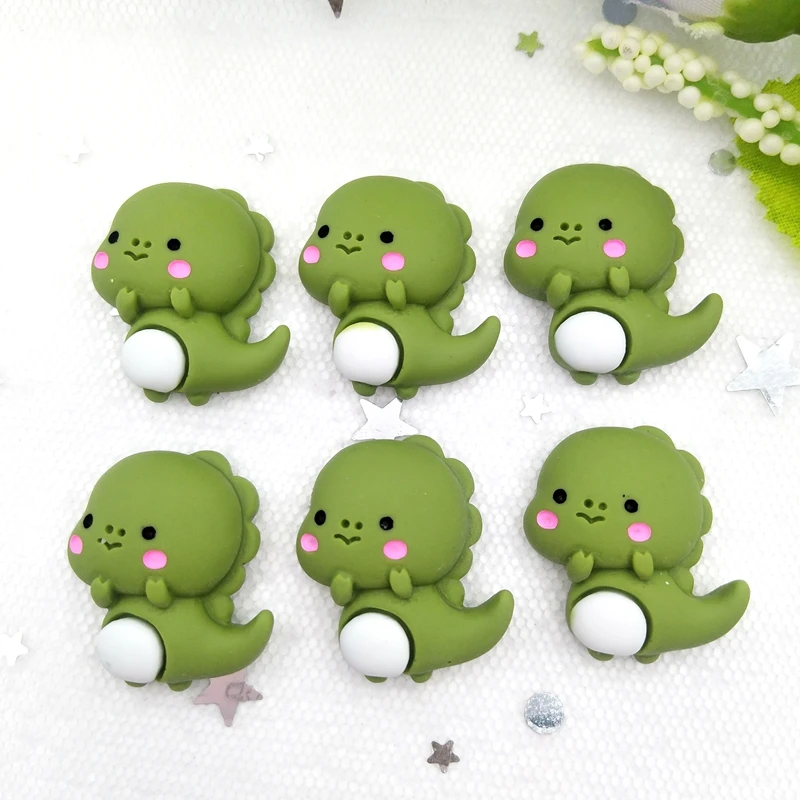 10 sztuk żywica Kawaii Mix kolorowe Meng pet dinozaury Flatback Cabochon kamień księga gości DIY wystrój domu figurka rzemiosło