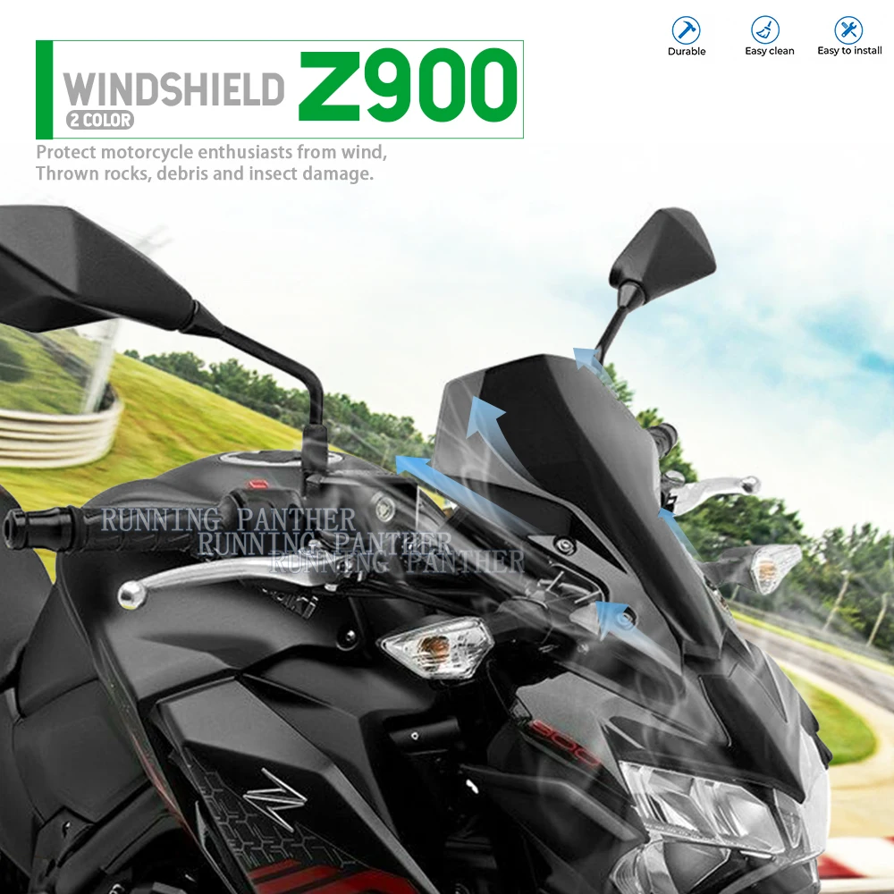 

Motorcycle Windscreen Windshield Covers Screen 2 colors Lens Motorbikes Deflector For Kawasaki Z900 Z650 Z 900 650 2020 2021 -