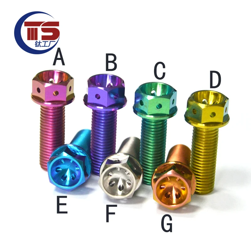 

TS 1Pcs Titanium Bolts M10X 30/40mm Motorcycle Engine Shell Bolt Hexagon Flange Head with Holes Screws Ti Motor Fastener