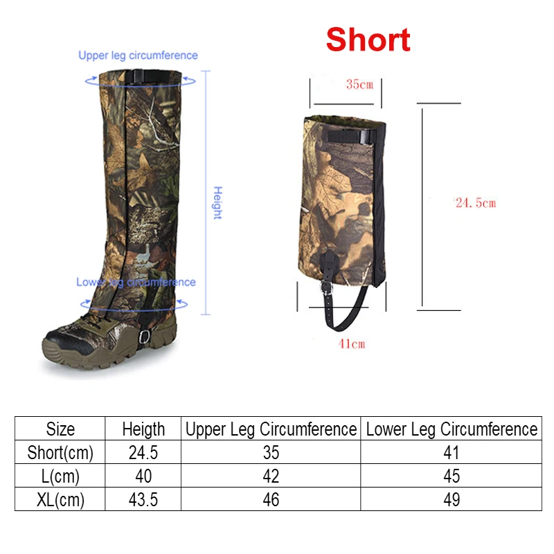 Waterproof Outdoor Leg Gaiters, Hiking Leg Cover, Legwarmers, Snow Legging, Ski Gaiters Shoe Boot, Leg Protection Guard Cover