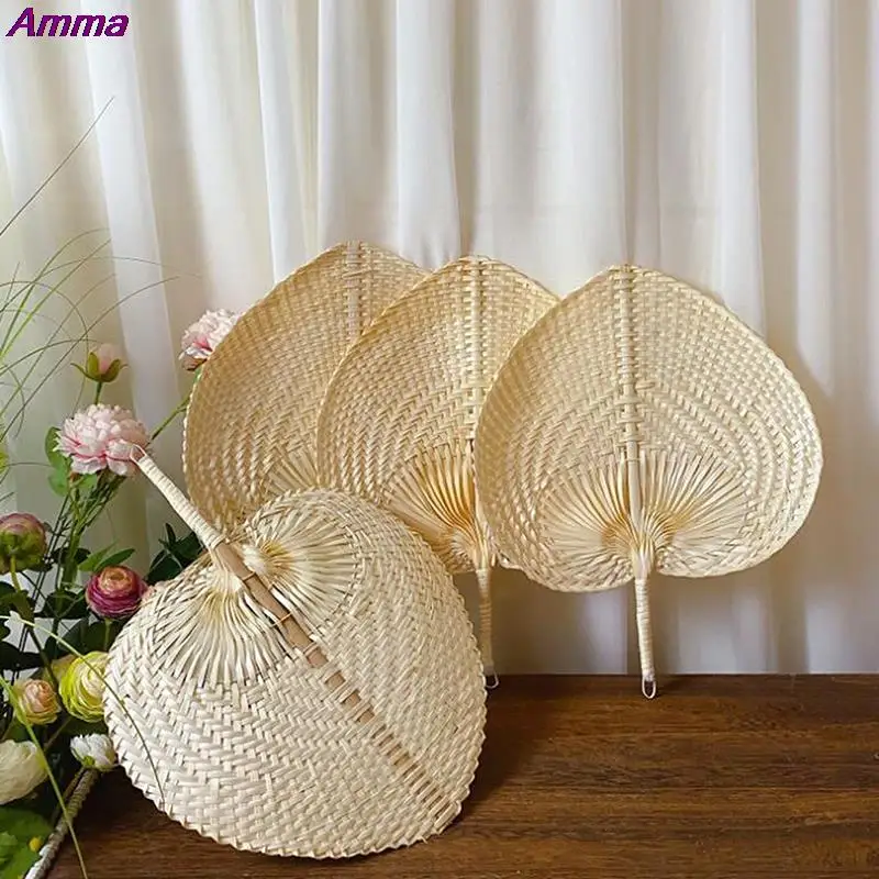 1PC Bamboo Palm Leaf Hand-woven Hand Fan Home Decoration Size 30*40cm Handmade Straw Woven Fans Craft Summer Cooling Fan