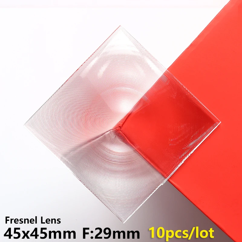 Fresnel lenses 10 pcs Stage lights diy Projector for led Spotlight thickness 0.9mm magnifier 45x45mm F29mm Customizable