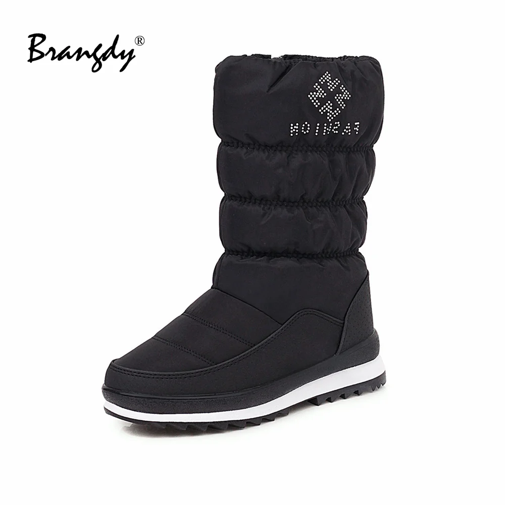 

Brangdy Winter Women Snow Boots Thick Plush Woman Winter Boots Waterproof Non-slip Mid Calf Boots Elastic Winter Shoes Round Toe