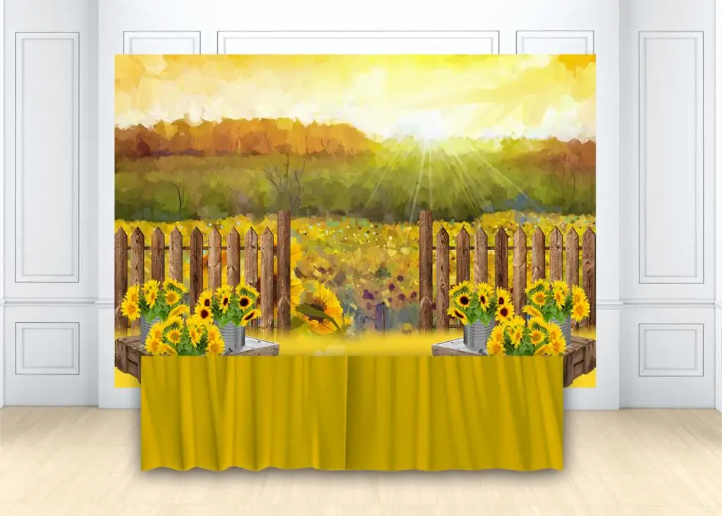 Oil Painting Autumn Backdrop Natural Scenery Beautiful Sunflowers SunlightPhoto Background For Photo Studio W-2273