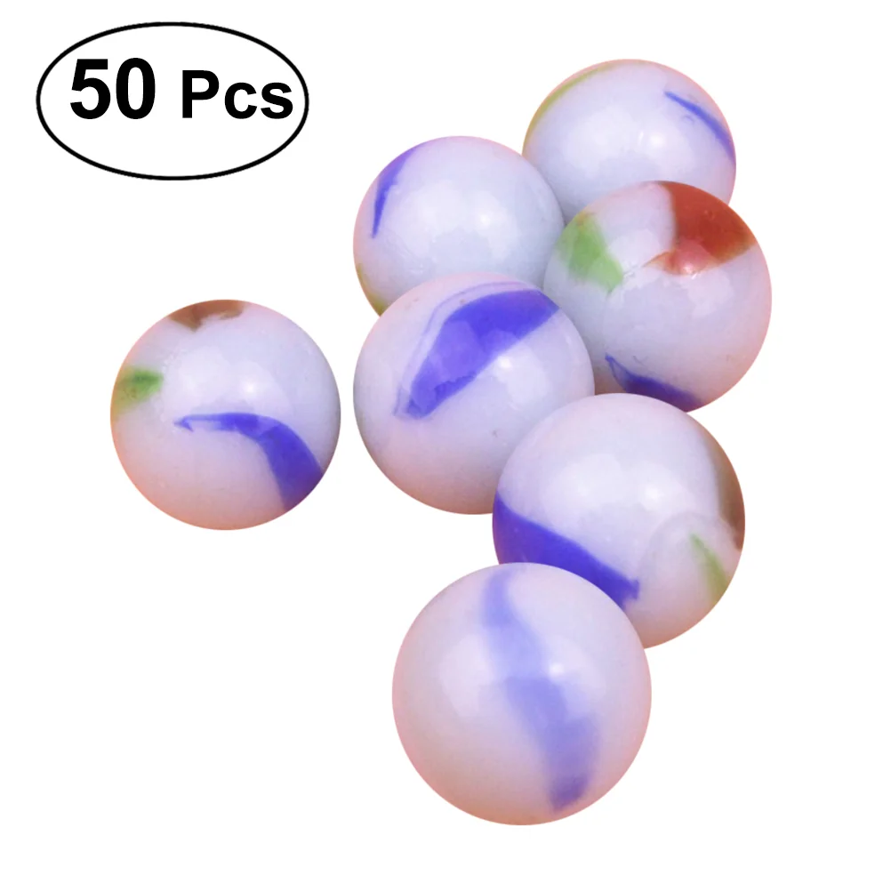 50pcs 16mm White Glass Glass Small  Cattle Pinball Balls Marbles Beads Cream Machine Marbles Console Game Pat Toys