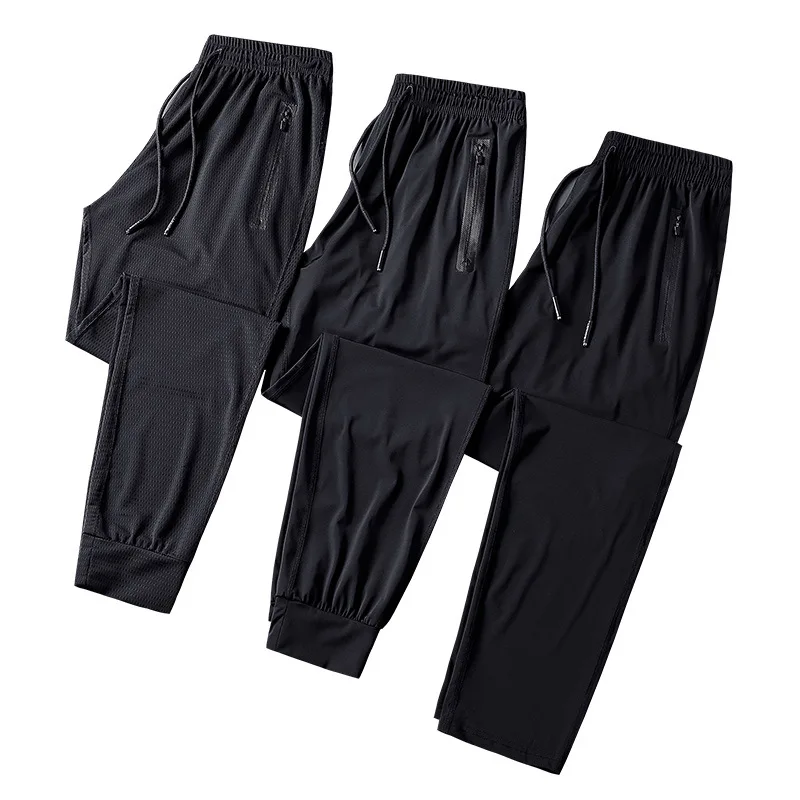 Men's Ice Silk Straight Pants, Quick-Drying Sports Pants, Men Long Pants, Big Size Cool Running Pants