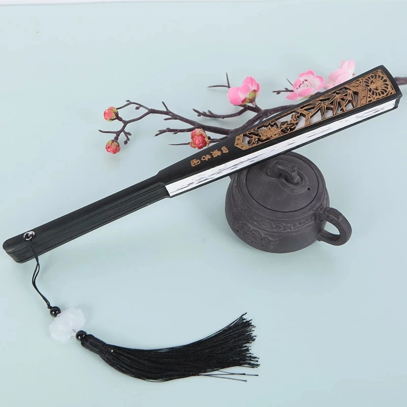 Shen Qingqiu Cospaly-ventilador plegable de tela de mano, sistema de autoahorro de villano de espuma de Anime, accesorio de disfraz de Hanfu, estilo antiguo