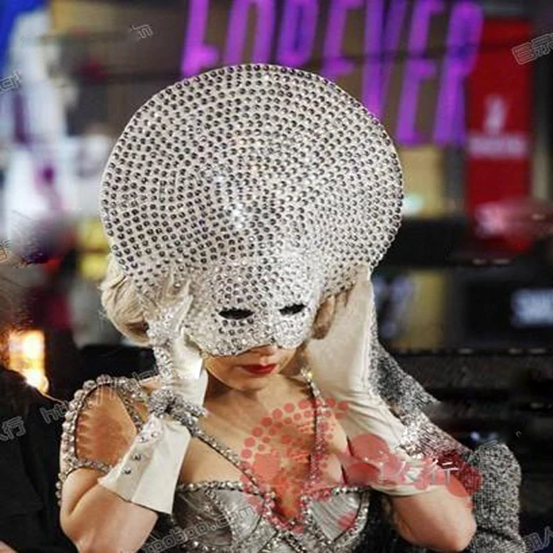 

singer Venice handmade exaggerated Halloween masks Party gogo mask Super exaggerated dense rhinestone mask