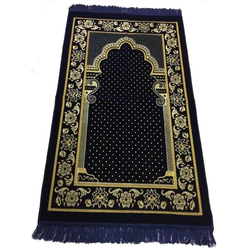 Köksal Dodya Velvet Prayer Prayer Rugs lux-Navy Blue Islamic Prayer prayer Rugs, Prayer Kılma Rugs, prayer rug