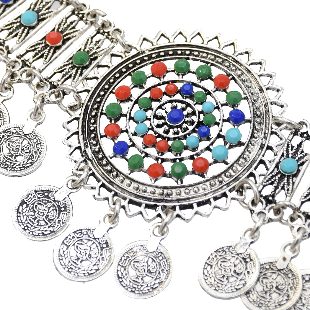 Bohemia Coin Bead Head Chain Headdress Colorful Beads Hair Accessories Gypsy Tribal Ethnic Turkish Egypt India Jewelry Gift
