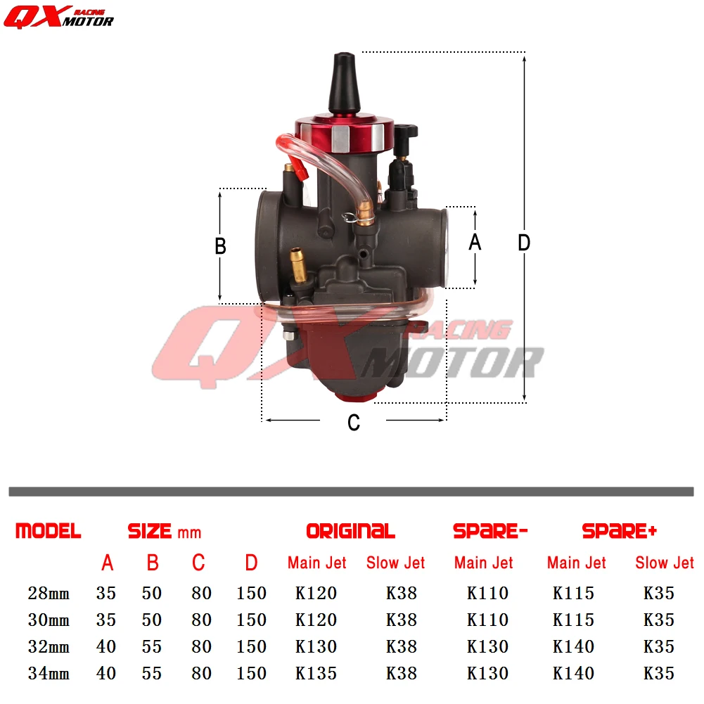 Motorcycle PWK Carburetor 28 30 32 34 mm Racing Carb With Power Jet Carburador For Moped Scooter Dirt Bike ATV Quad Go Kart Kids