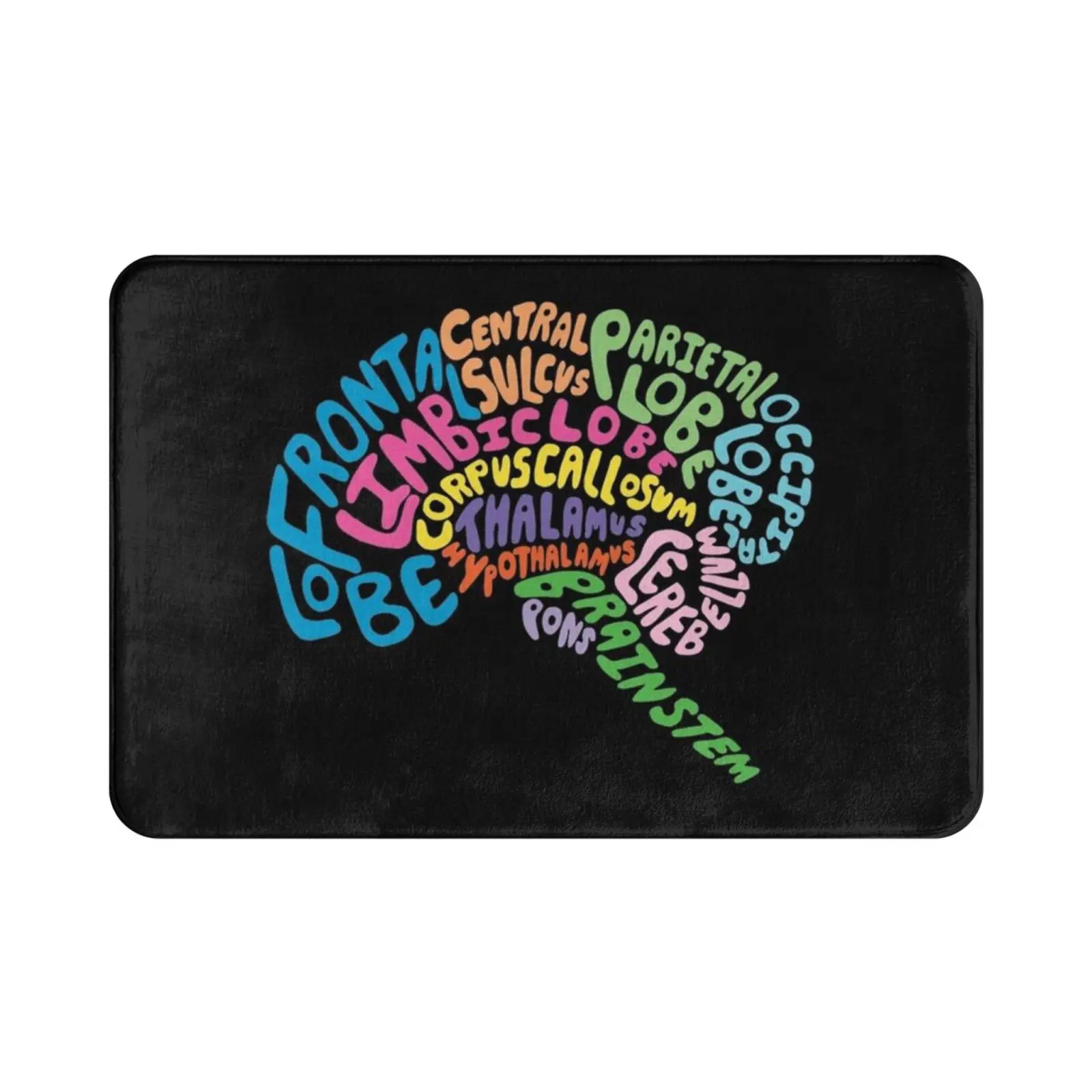 Human Brain Anatomy Using Typography Carpet Mat Rug Cushion Soft Non-Slip For Scientists For Psychologists For